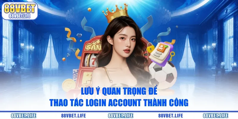 Lưu ý quan trọng để thao tác login account thành công